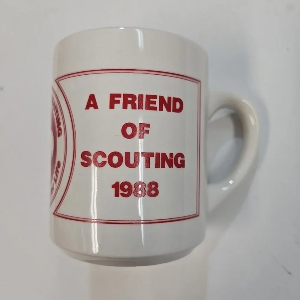 Vintage Boy Scout Mug 1988 '88 A Friend of Scouting Indianhead BSA White